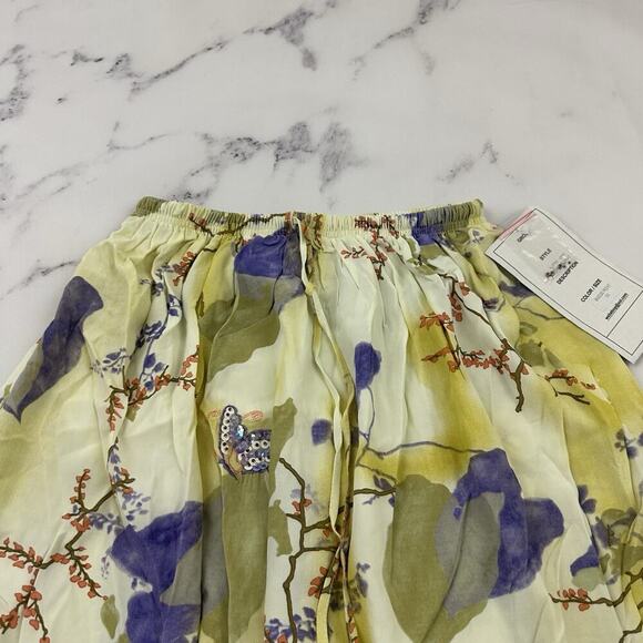 We Be Bop Womens Vintage Y2k Midi Skirt Plus Size 0x New Yellow Purple Butterfly - Picture 2 of 10